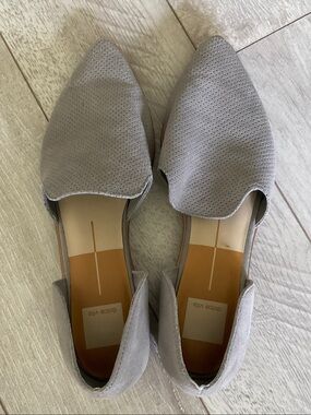 Dolce Vita Light Gray Perforated Suede D'Orsay Flats